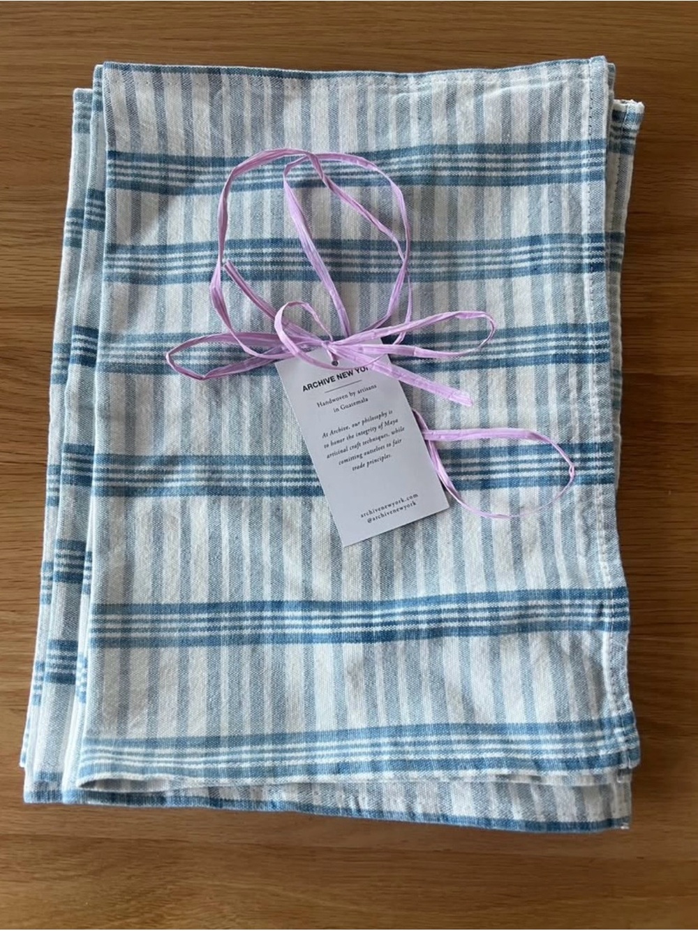 6 Archive New York Blue + White Striped Linen placemats